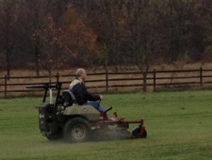 Volunteer Kevin Mowing at Fetch Dog Park In Danville, Illinois